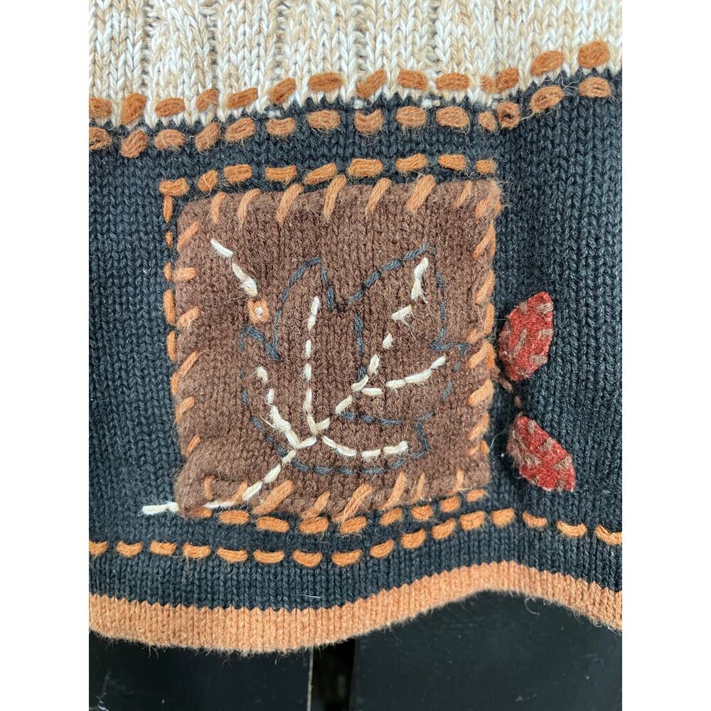 Vintage Cabin Creek Fall Autumn Sweater Adorned with Leaves - Picture 7 of 9